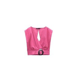 ZARA BUCKLED WRAP TOP  Fuchsia SIZE M | 9878/153